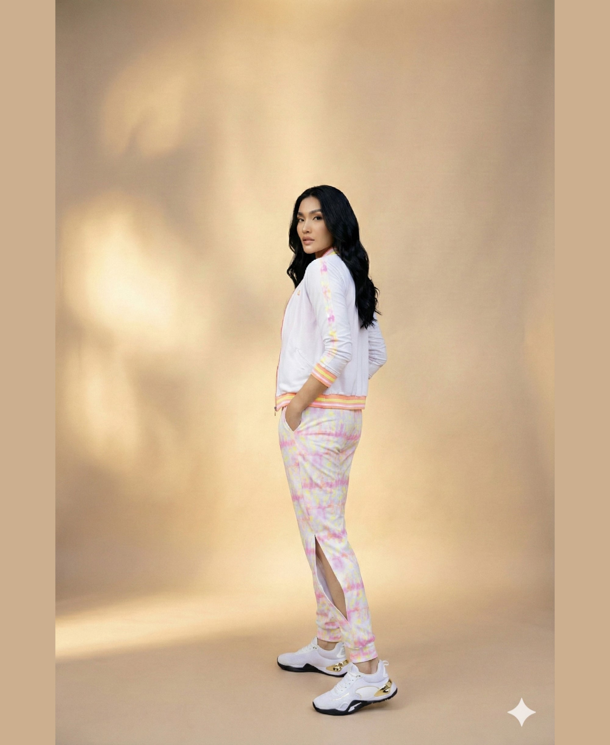 White Jacket With Multicolour Neon Strip