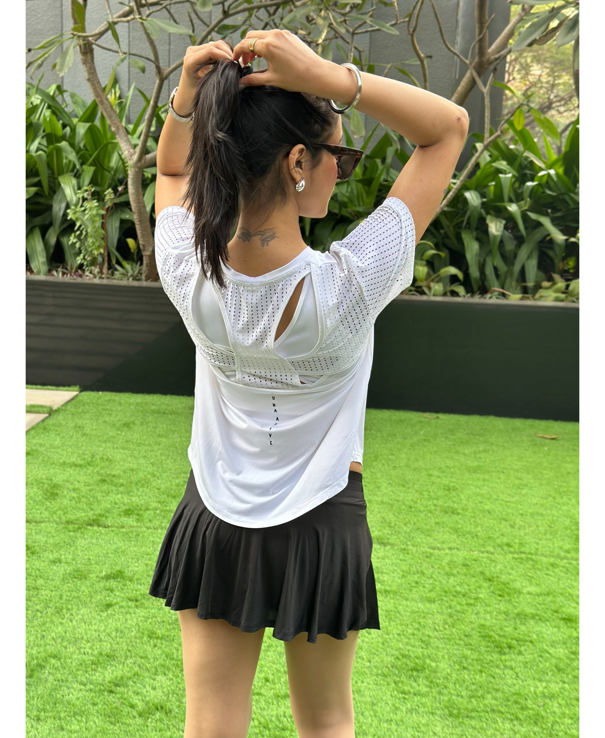 White Tshirt with netted back detail