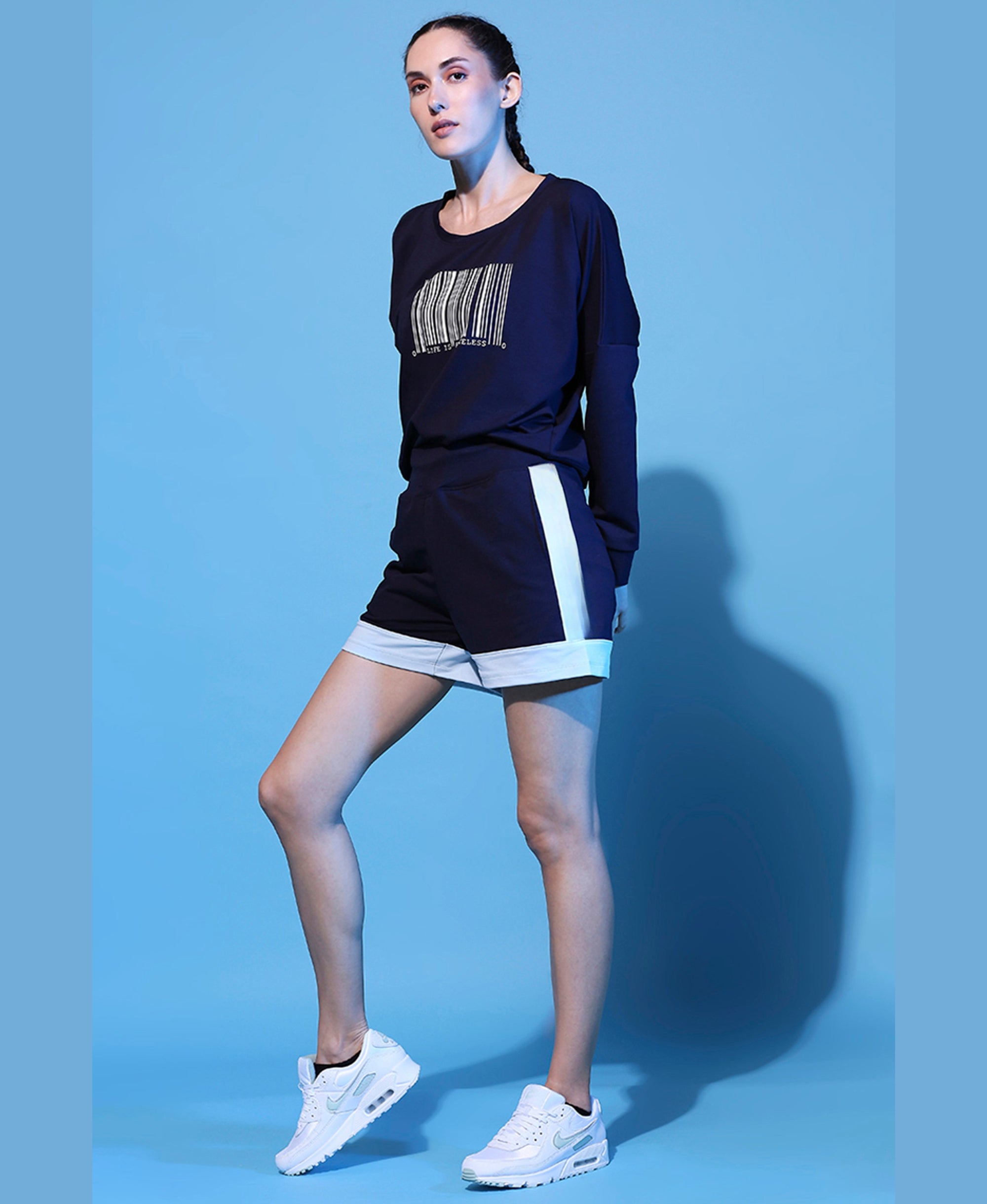 Barcode Printed Sweatshirt + Shorts