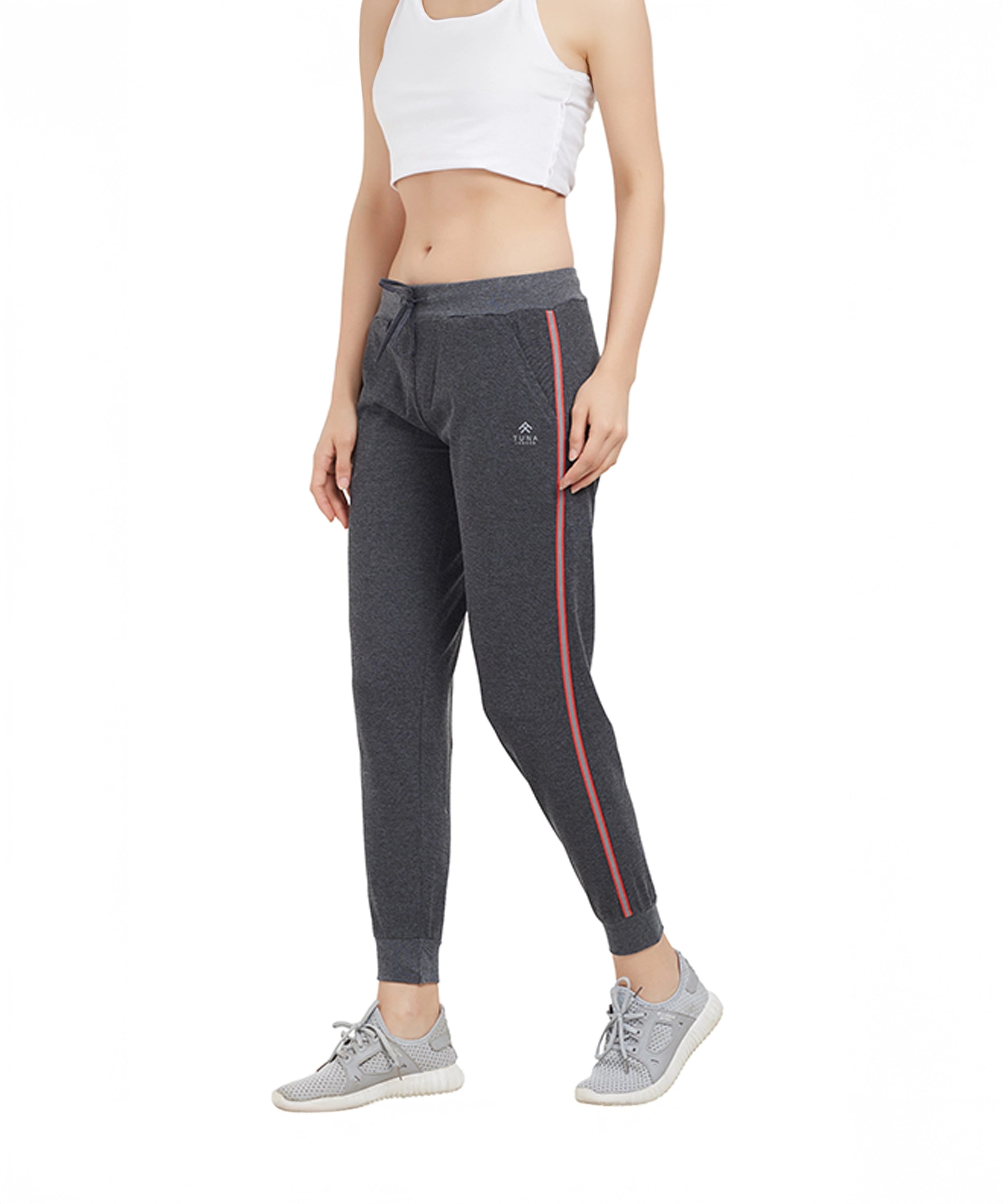 Dark Grey Solid Joggers For Women's