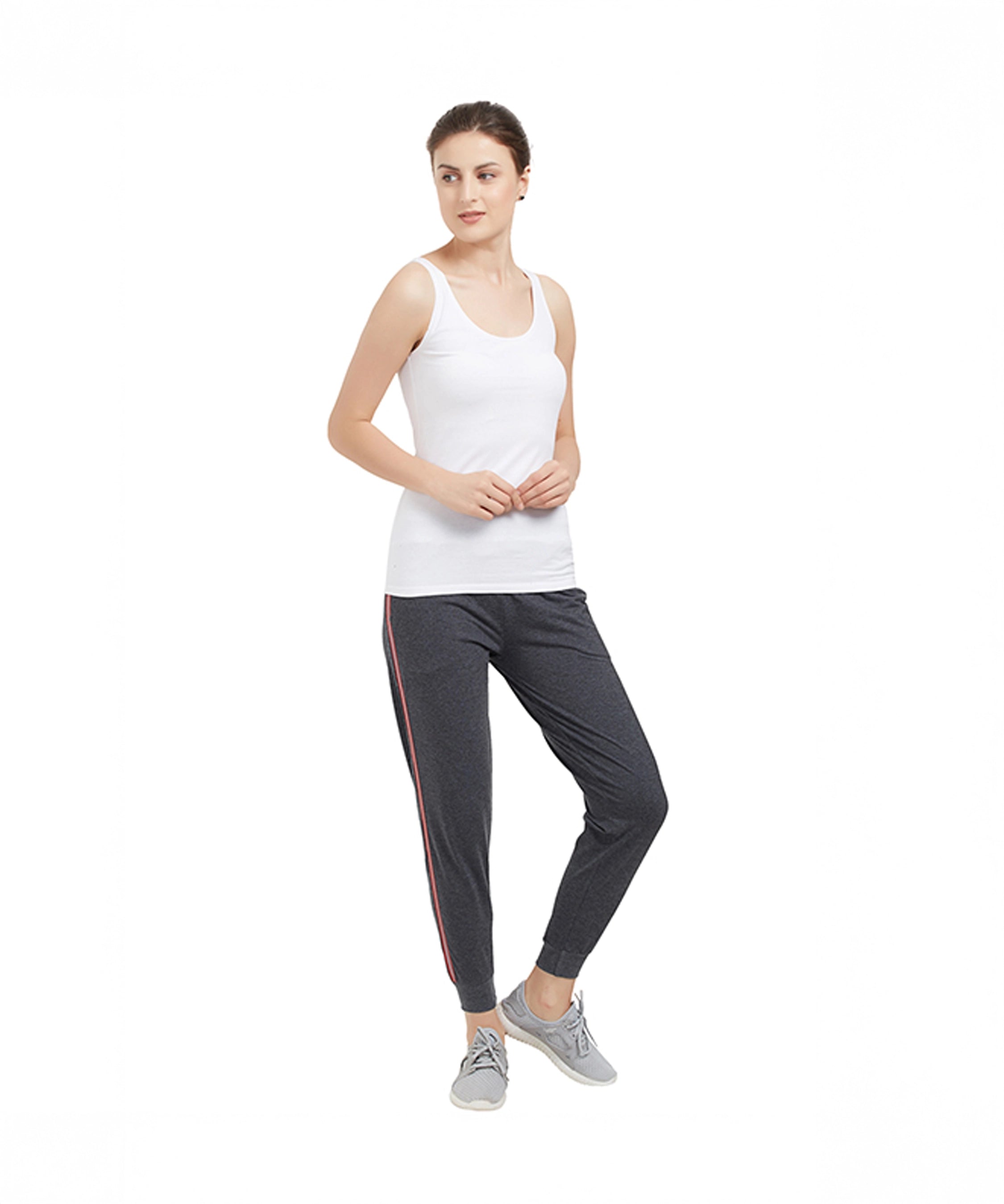 Dark Grey Solid Joggers For Women's