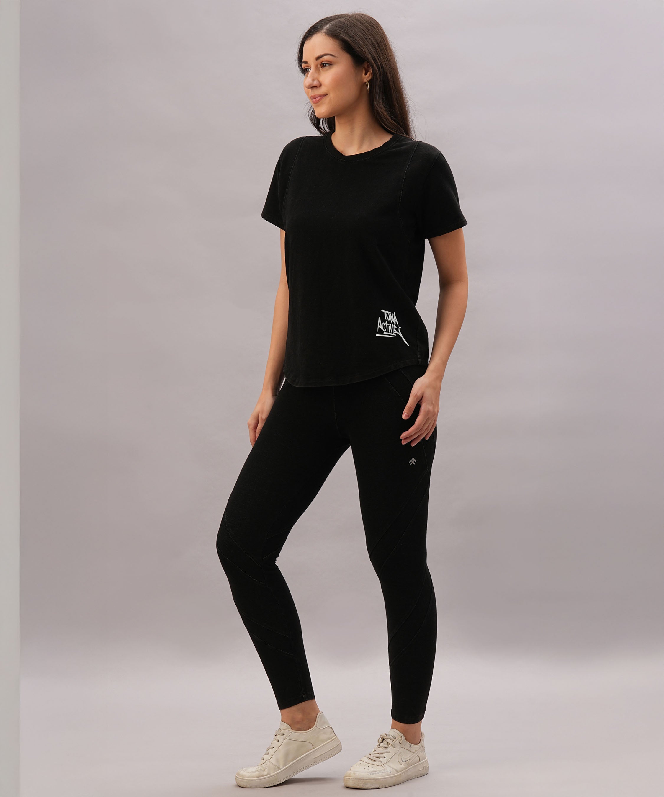 Black Denim Wash Workout Tee