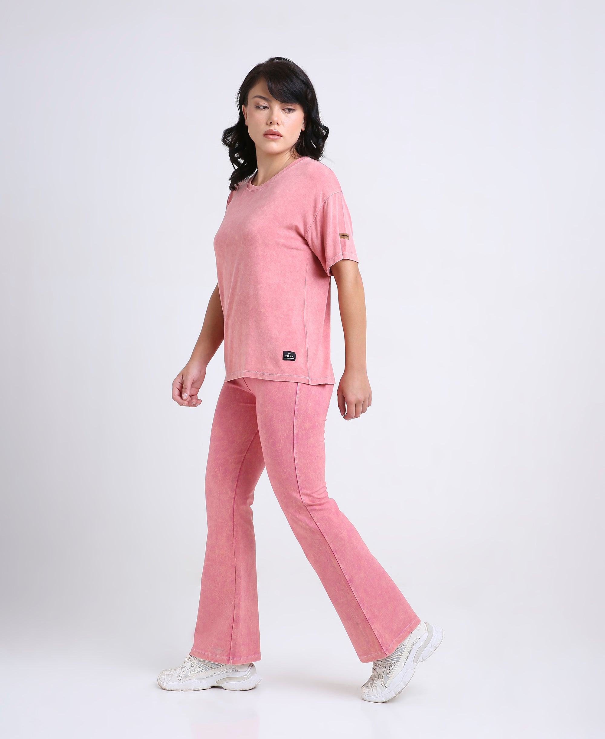 Denim Wash Pink Leggings