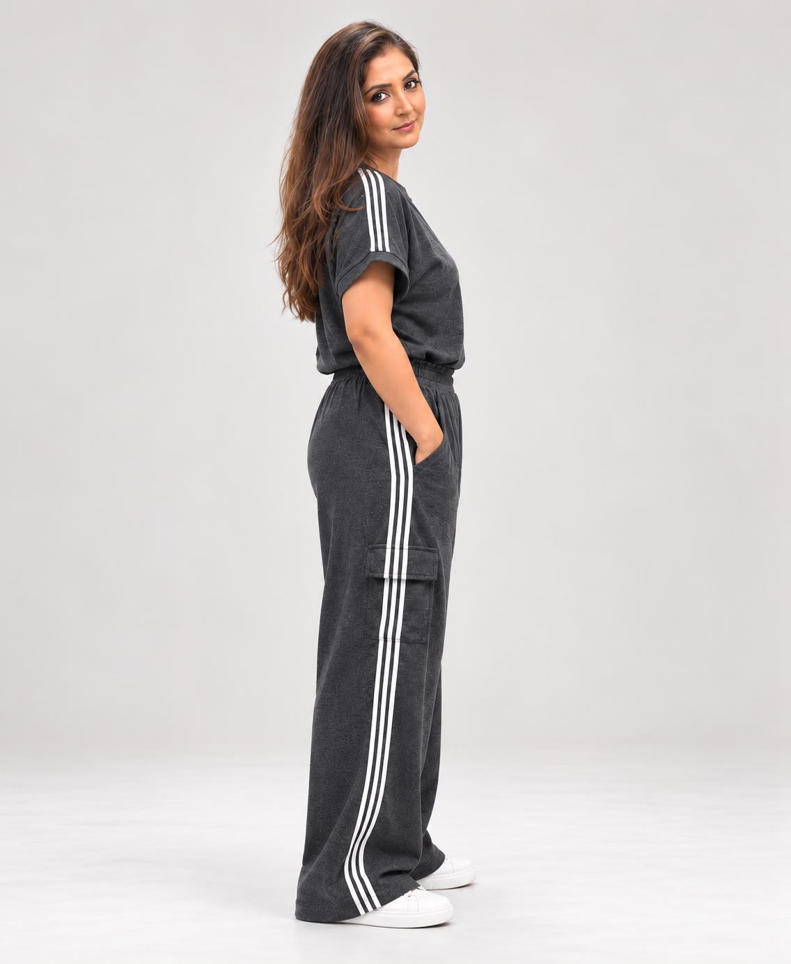 Grey Mel Comfort Wide Legged Tracksuit