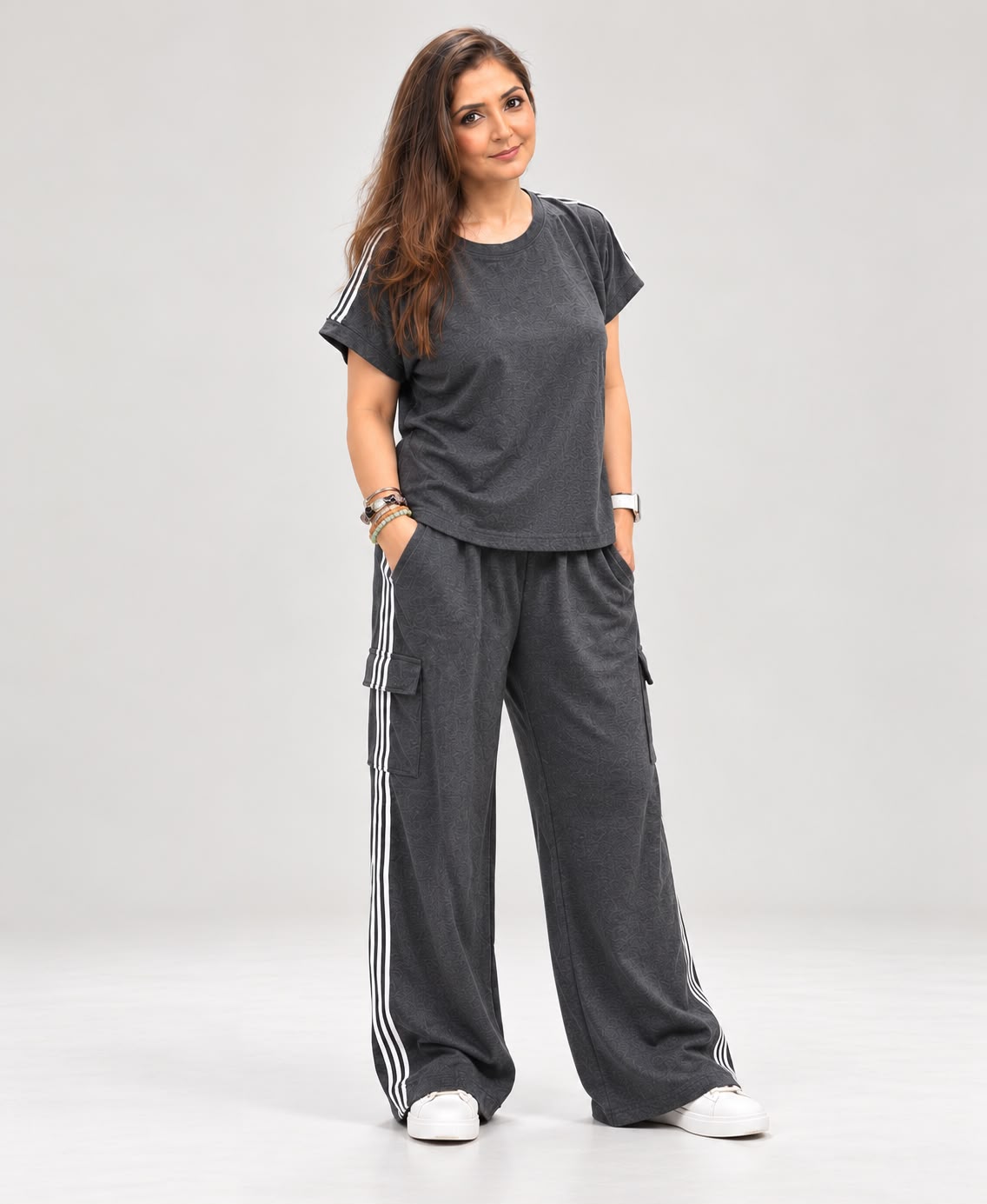 Grey Mel Comfort Wide Legged Tracksuit