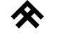 Black geometric abstract symbol with thick lines on a white background.