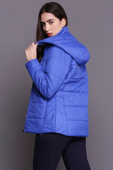 Electric Blue Mid Length Puffer Women's Jacket
