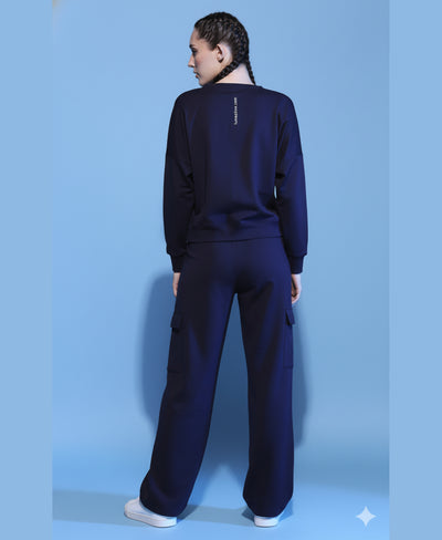 Barcode Printed Sweatshirt + Cargo Track Pants