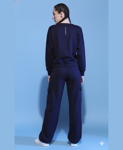 Barcode Printed Sweatshirt + Cargo Track Pants