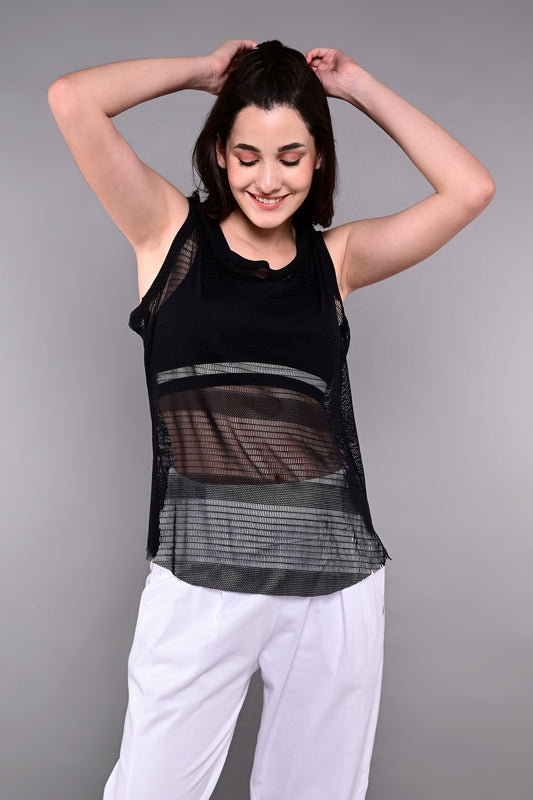 Tuna Active Black Netted Tank Top