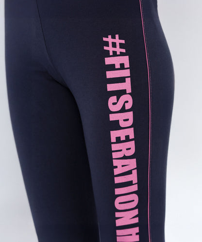 Close-up of Tuna London Solid Women's Blue Track Pants.