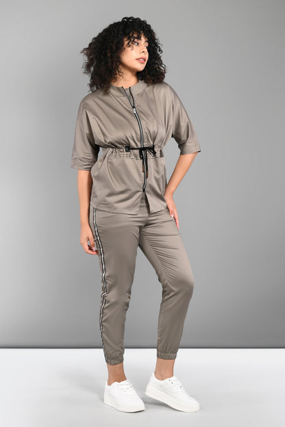 Zipped Neutral Jacket Jogger set