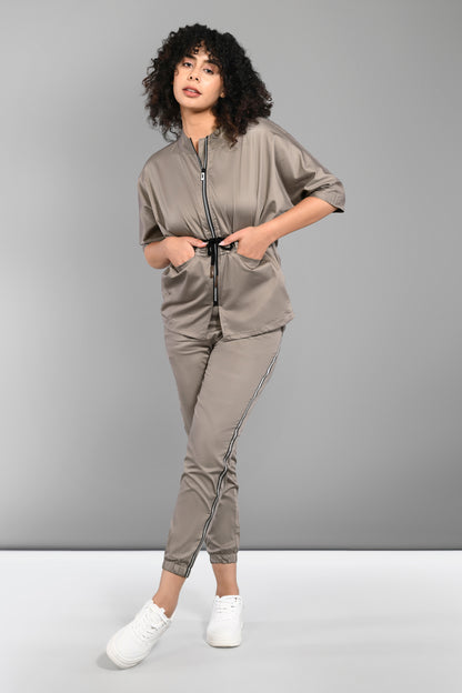 Zipped Neutral Jacket Jogger set