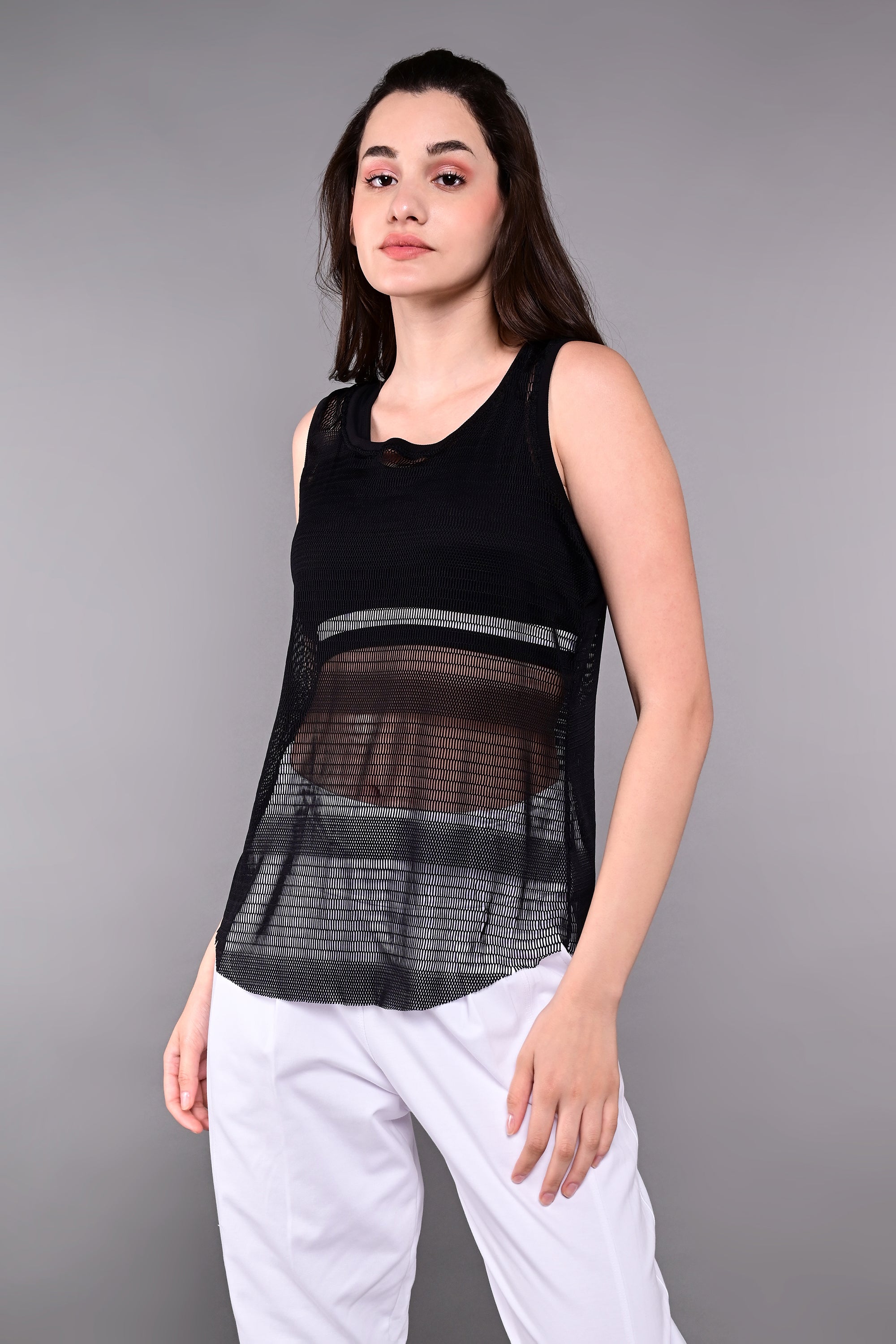 Tuna Active Black Netted Tank Top