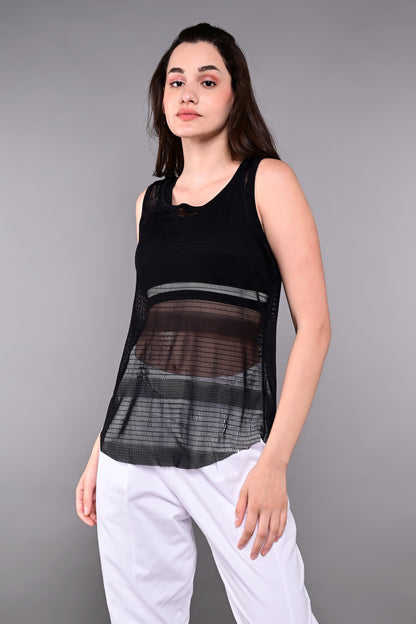 Tuna Active Black Netted Tank Top
