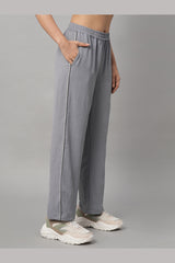 Grey Tie Up Top with Loose Pants Cord Set