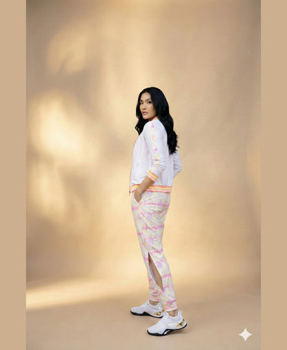 White Jacket With Multicolour Neon Strip