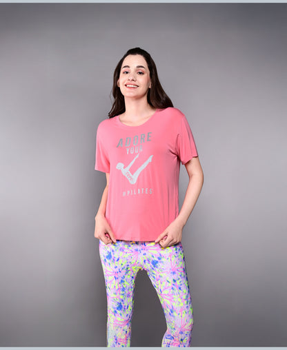'Adore Your Core' Pink Printed Tee