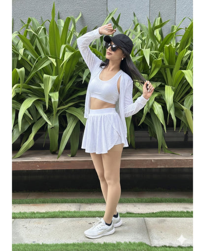 White Netted Skort