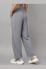 Grey Tie Up Top with Loose Pants Cord Set