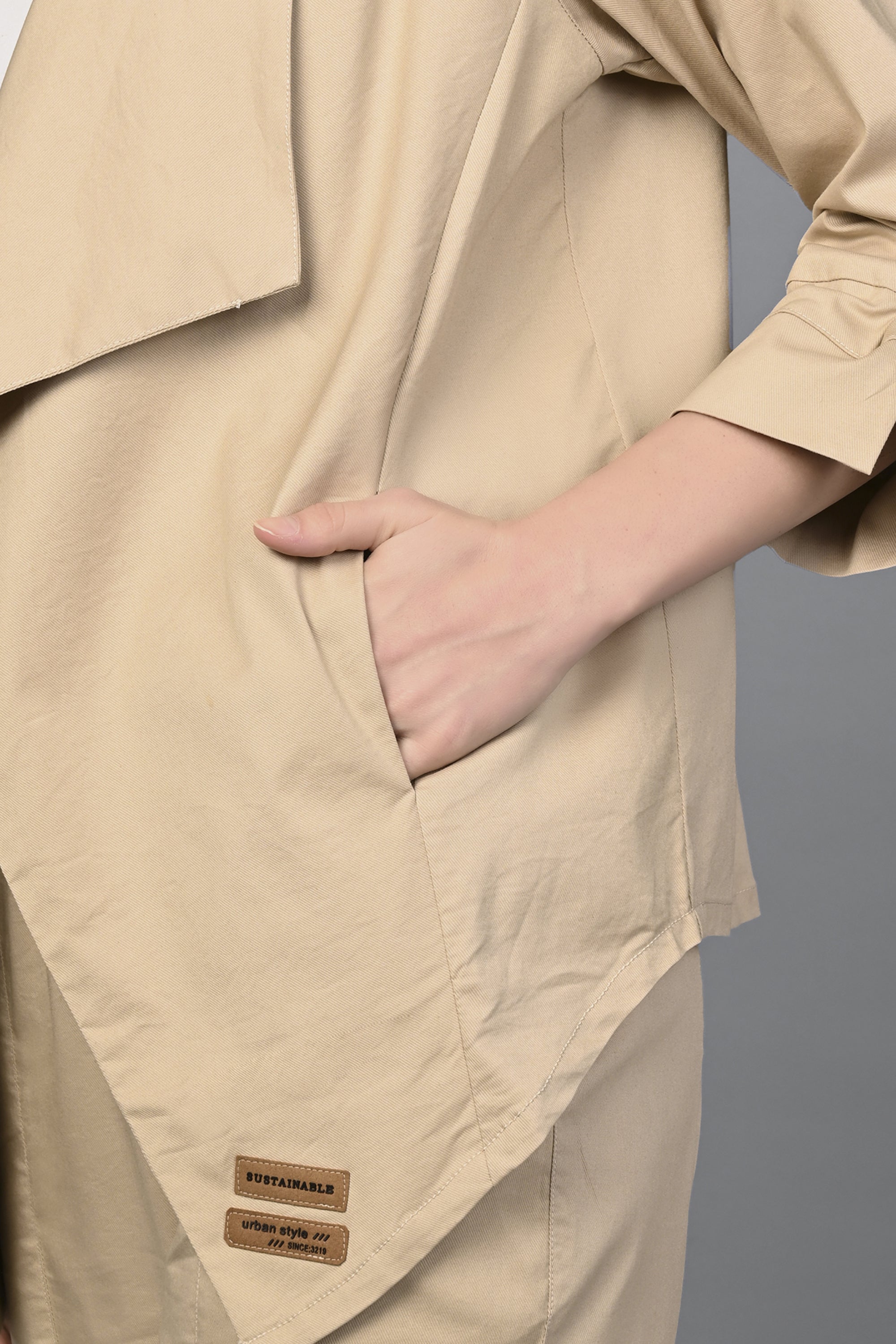 Timeless Brilliance Beige Co-Ord Set with White Crop Top