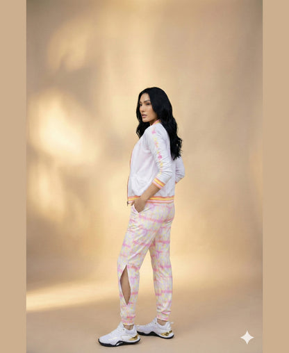 White Jacket With Multicolour Neon Strip