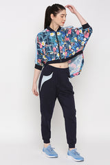 Tuna Active High Low Floral Jacket and Solid Joggers Set