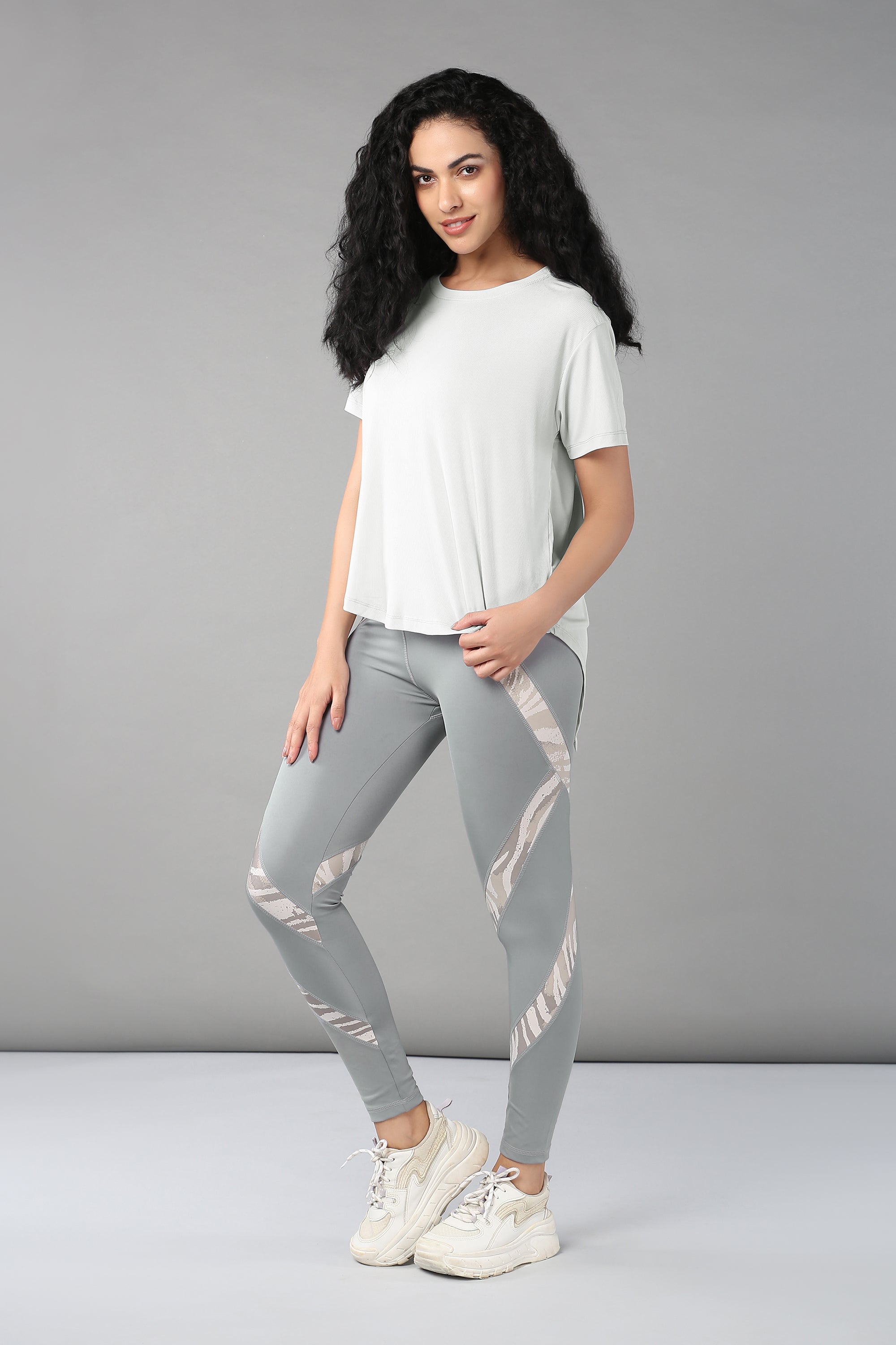 Grey Top with Patched Legging