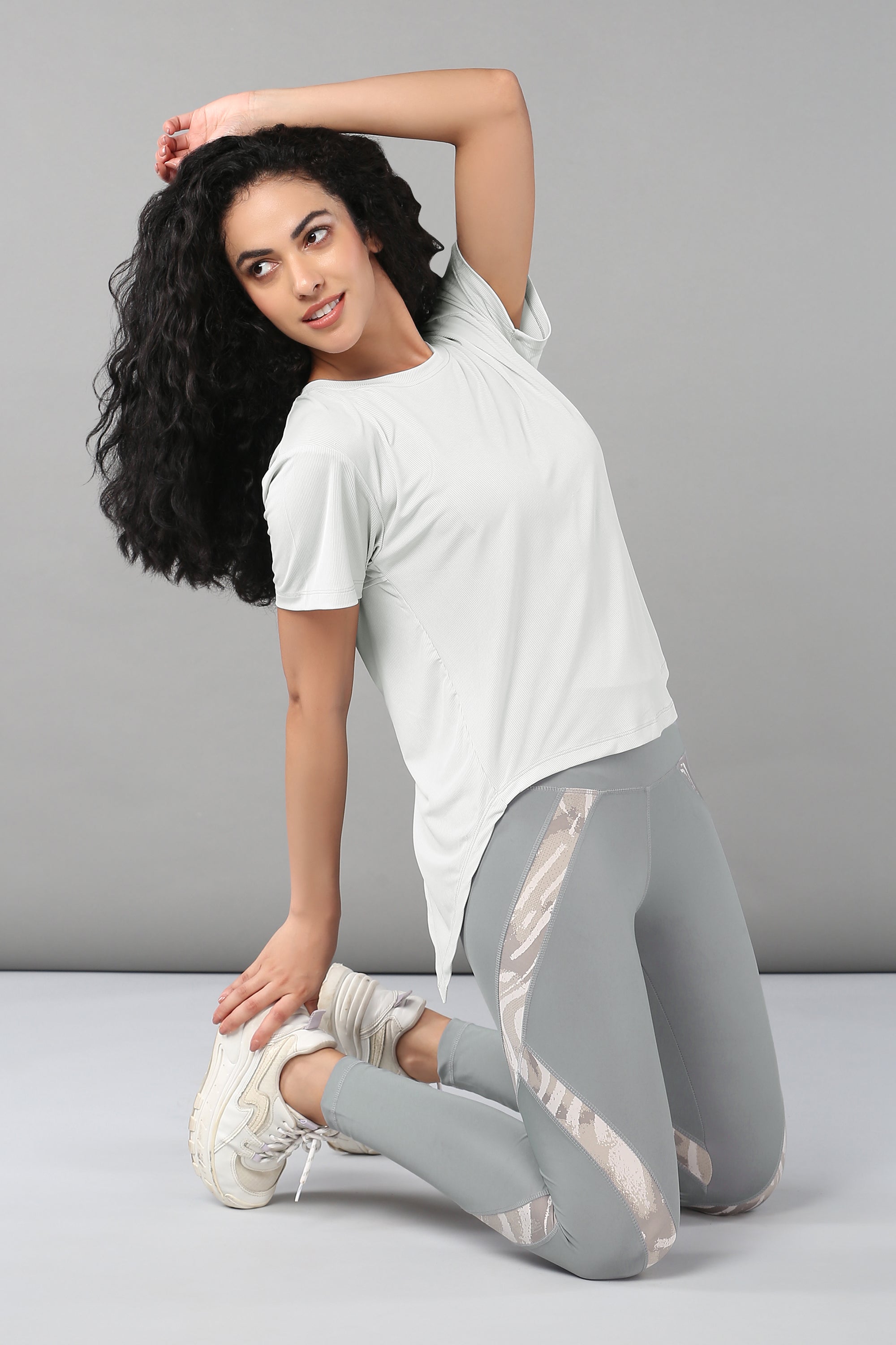 Grey Top with Patched Legging