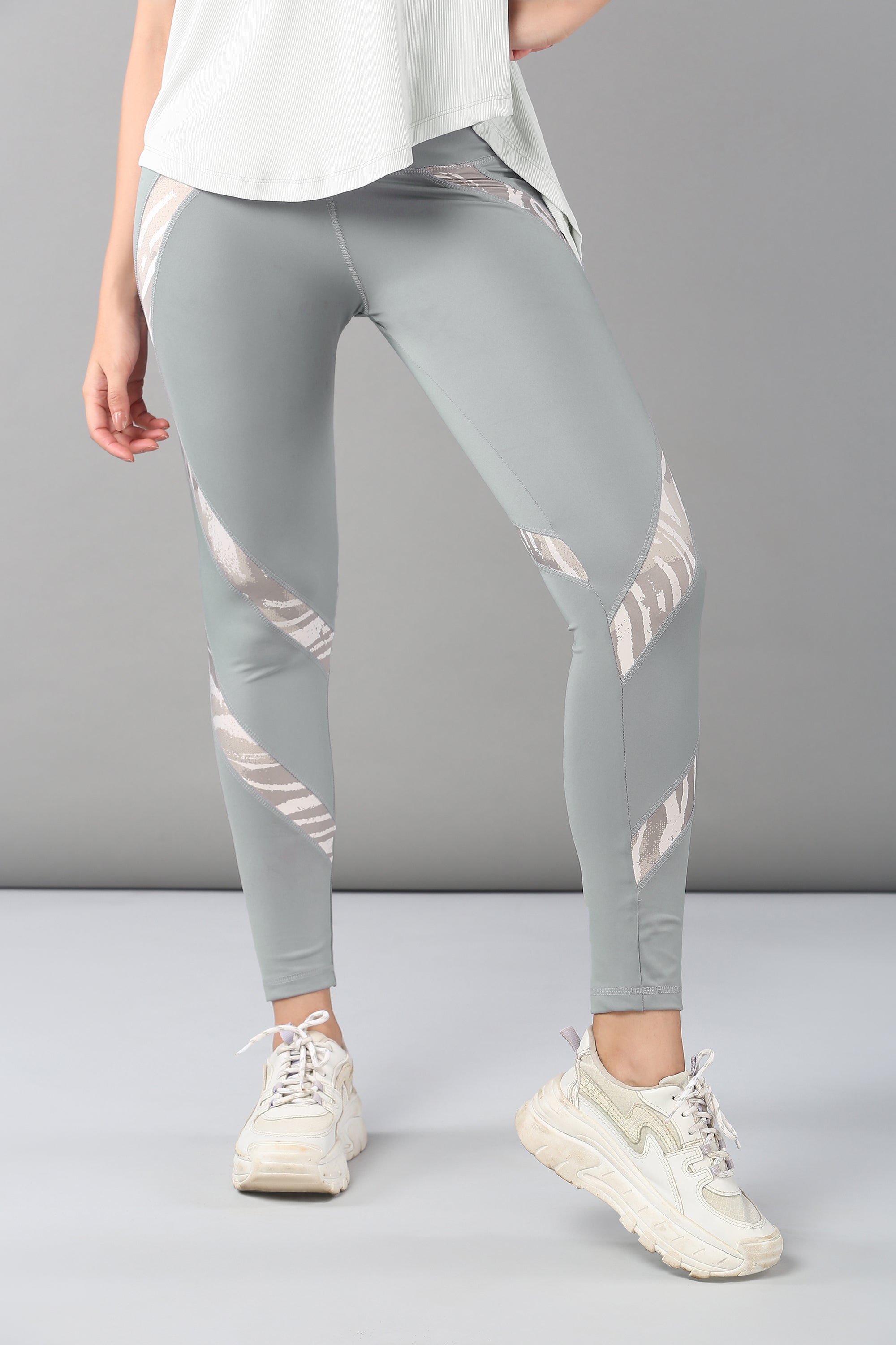 Grey Top with Patched Legging