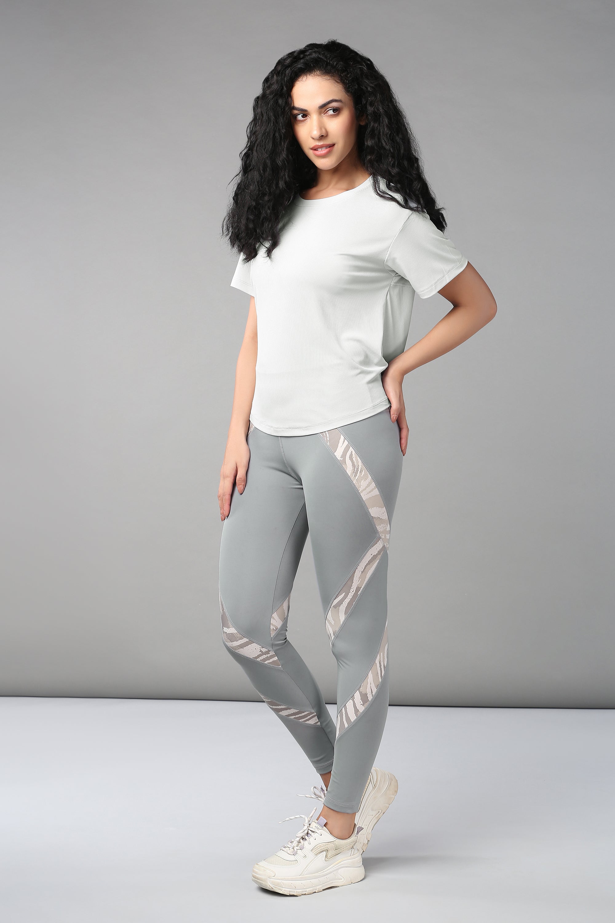 Grey Top with Patched Legging