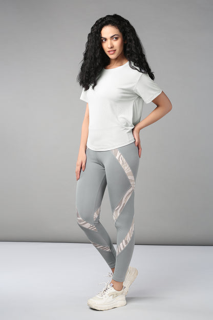 Grey Top with Patched Legging