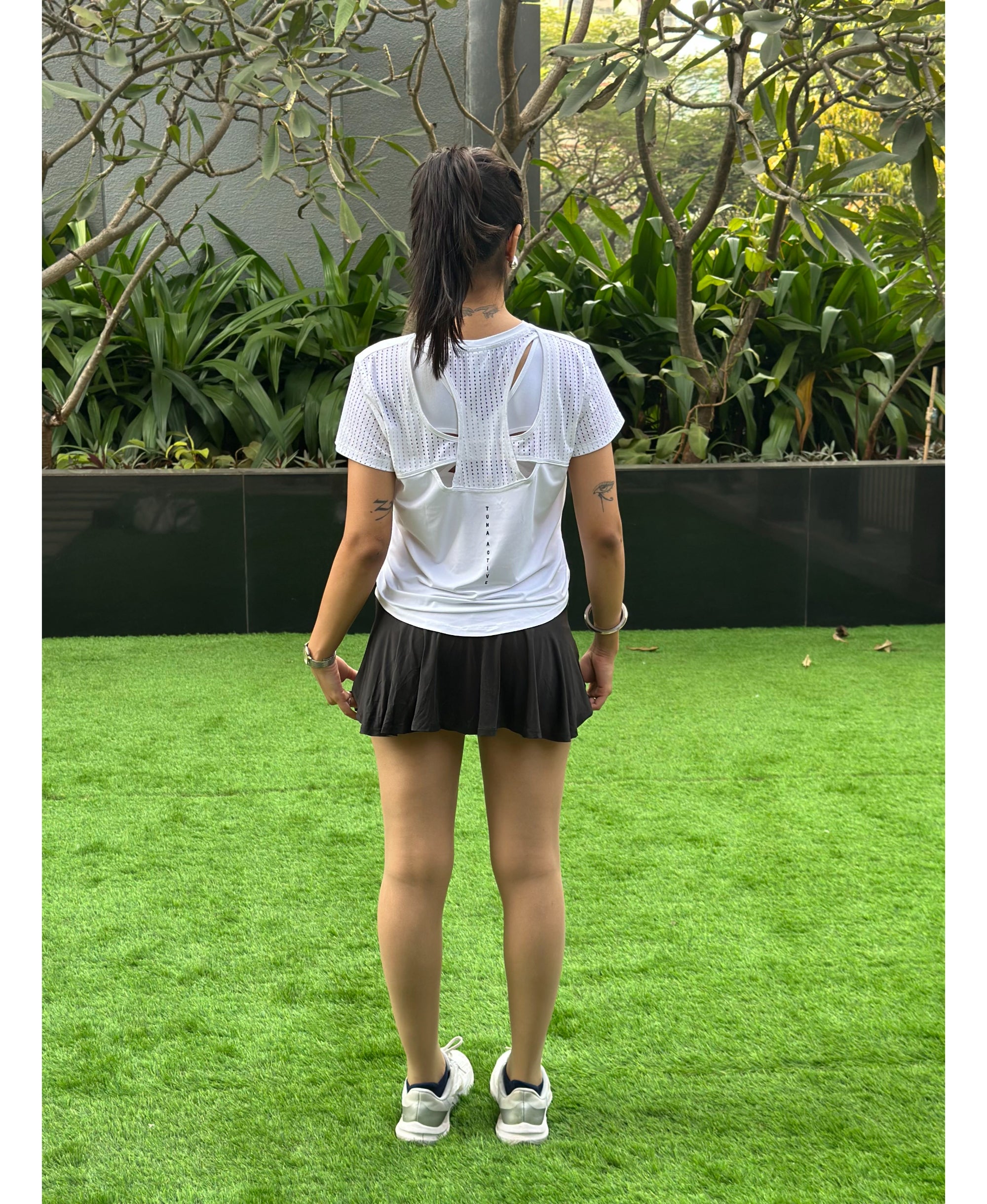 White Tshirt with netted back detail