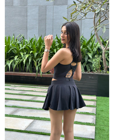 Black Glossy Skort