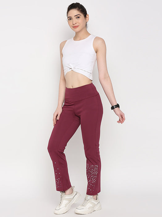 Tuna Active Wine Color Boot Cut Pants