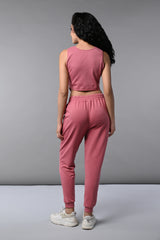 Pink Corset Crop-Top with Joggers