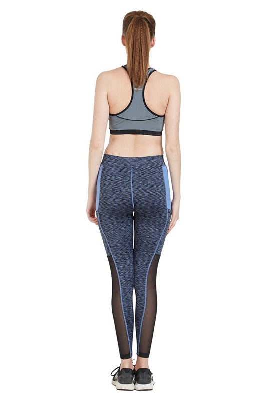 Blue Poly Cotton Lycra Printed Slim Fit Track Pant for Women