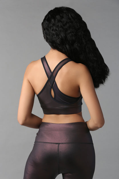 Radiant Maroon Shimmer Work out Ensemble