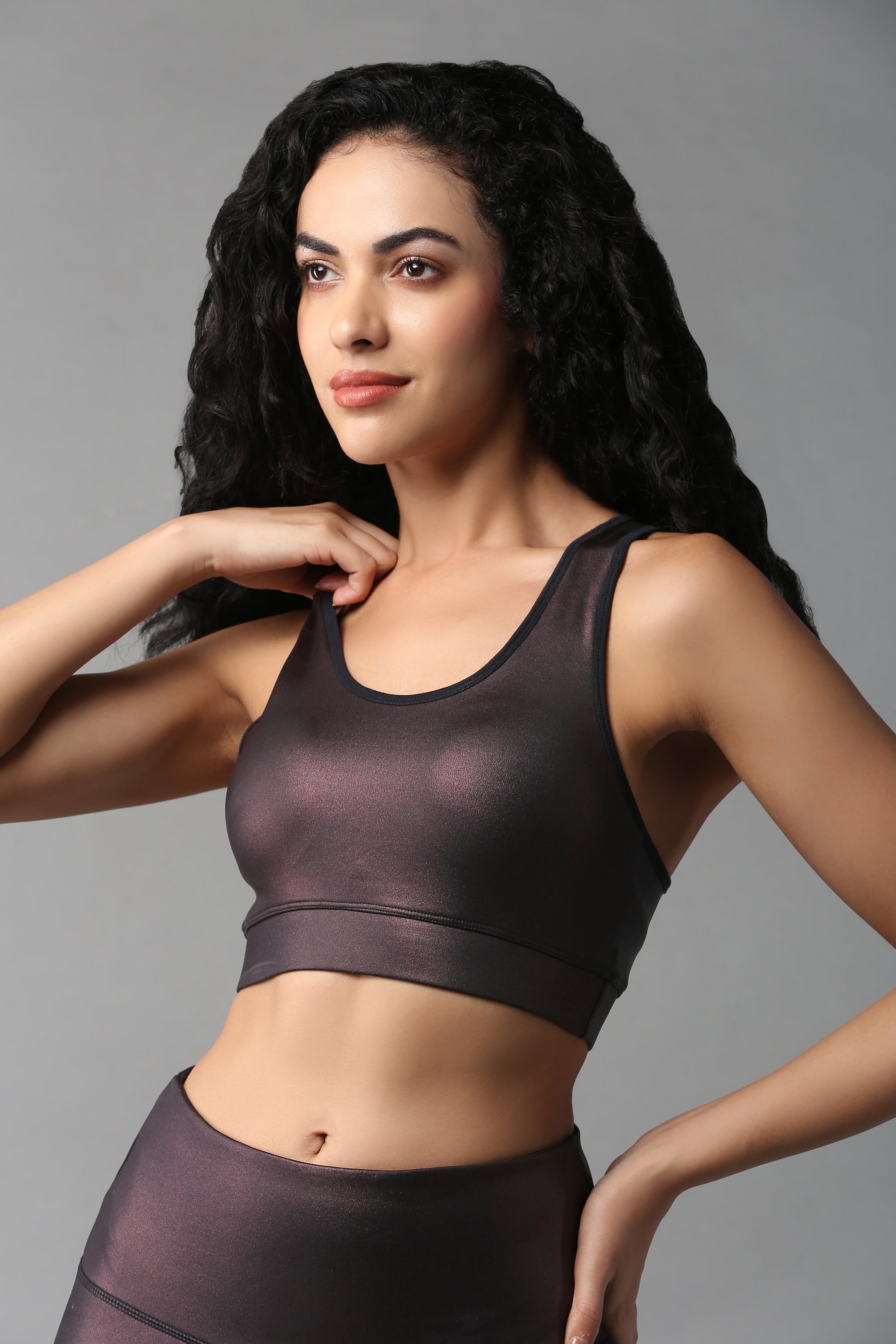Radiant Maroon Shimmer Work out Ensemble