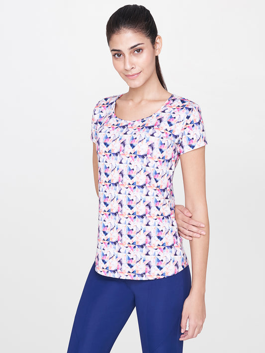 White Multicolour Printed Top