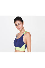 Zipped Blue and Neon Bra