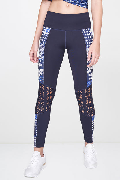 Indigo Printed Top With Leggings