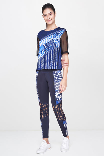 Indigo Printed Top With Leggings