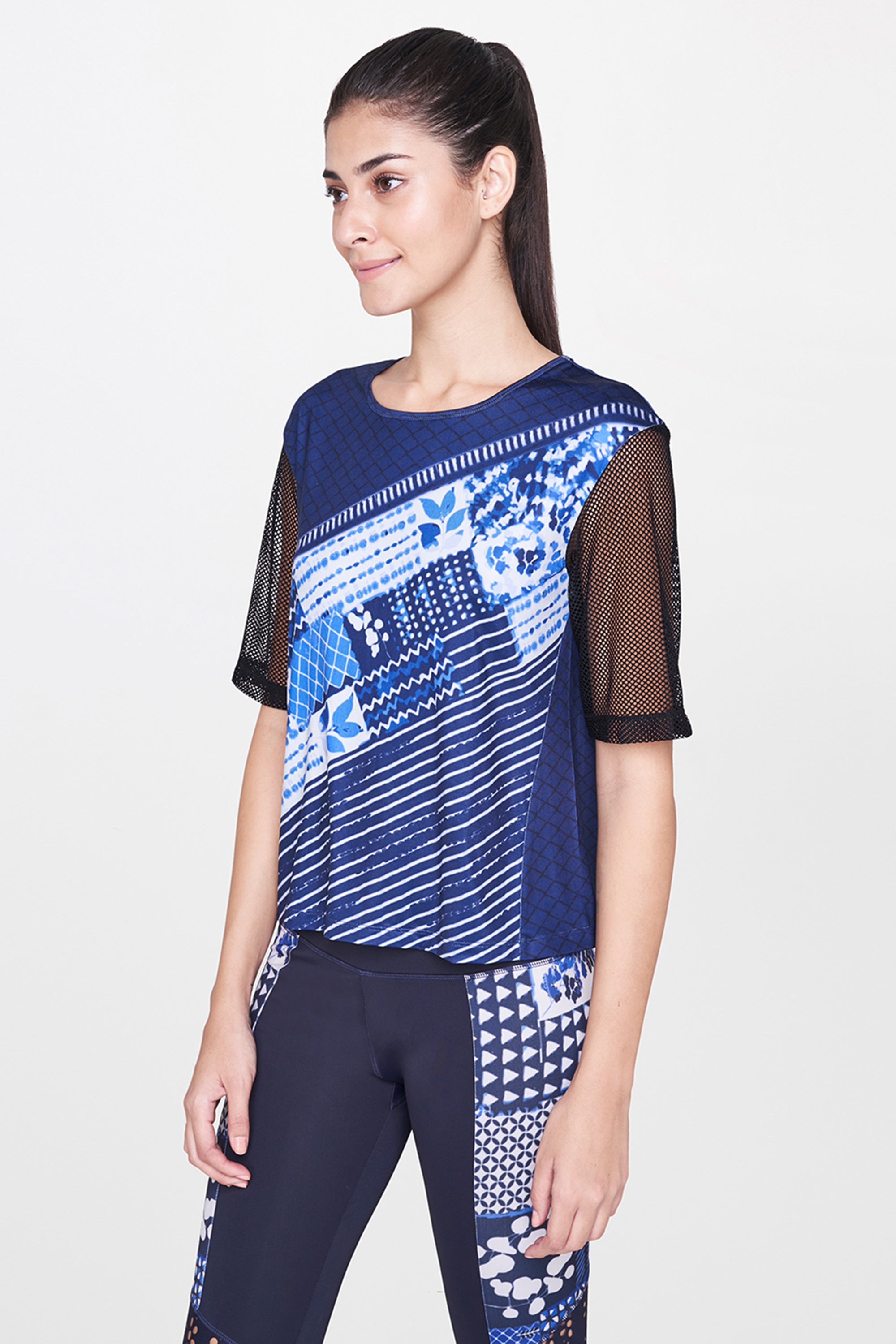 Indigo Printed Top With Leggings