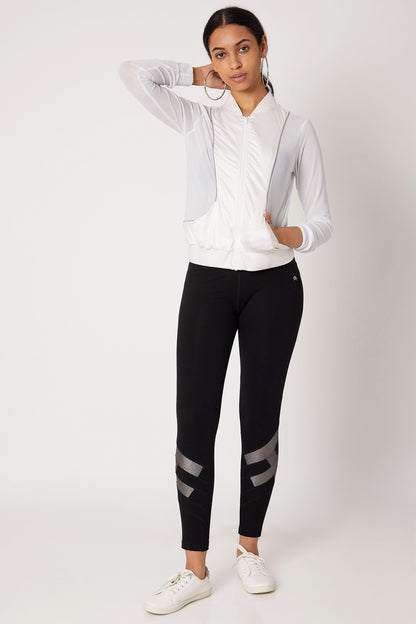 Black High Waisted Leggings With a Metallic Touch