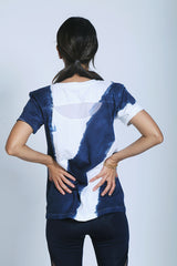 Indigo patched tee+ poly blended leggings