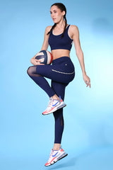 Blue & White Patched Sports Bra + High Compression Leggings - AW21