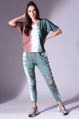 Comfort Fit Tie Dye Top + Ripped Tie Dye Joggers - AW21