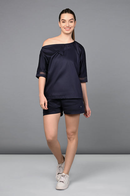 Off Shoulder Nebula Navy Co-ord set