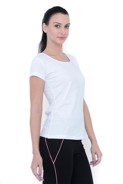 White Round Neck Tee TLC45